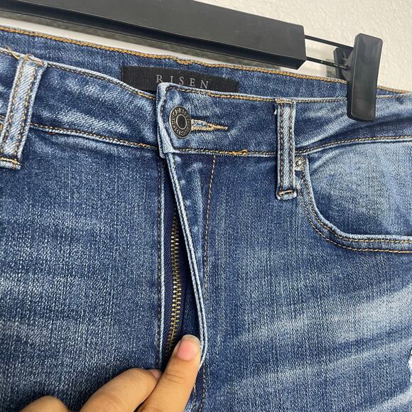 Women's Blue Distressed Jeans - Picture 8 of 15